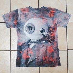 Cool Edgar Allen Poe Style T-Shirt Red Raven Eye Short Sleeve Tee Unisex